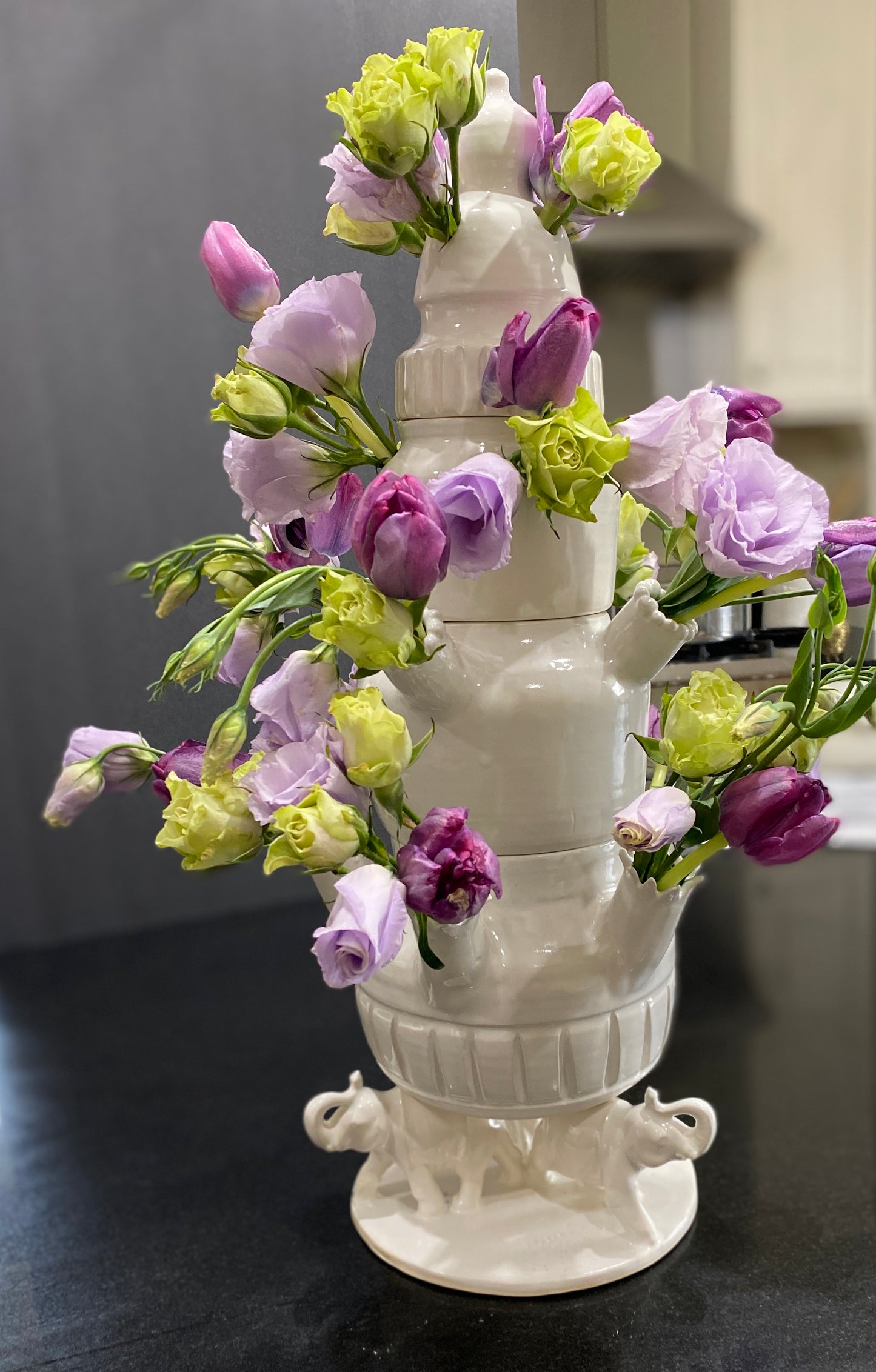 5 piece stacking tulipiere with Elephant base